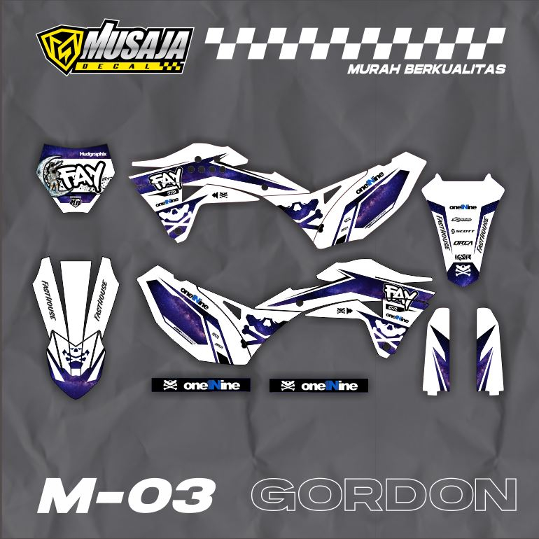 Decal stiker motor KLX gordon putih biru galaxy full body