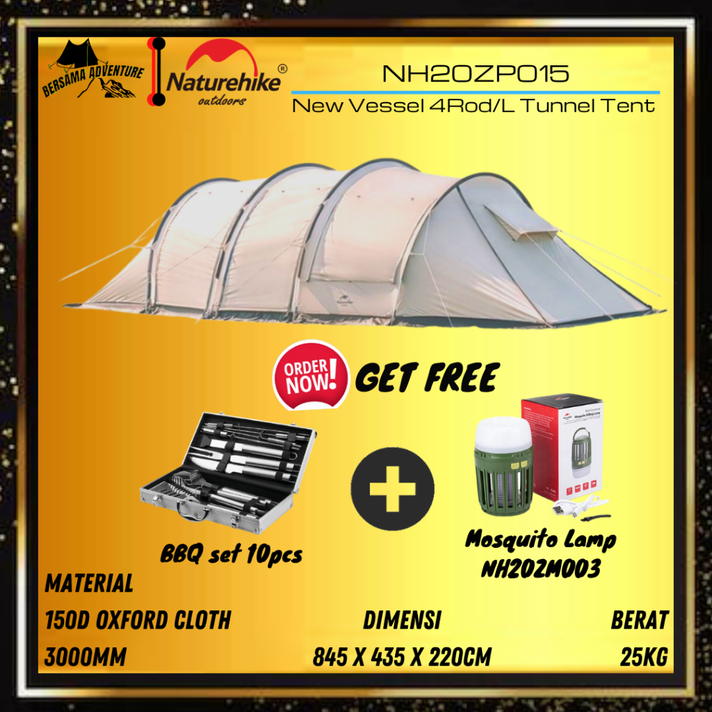 Tenda Camping Naturehike New Vessel Tunnel NH20ZP015 Large
