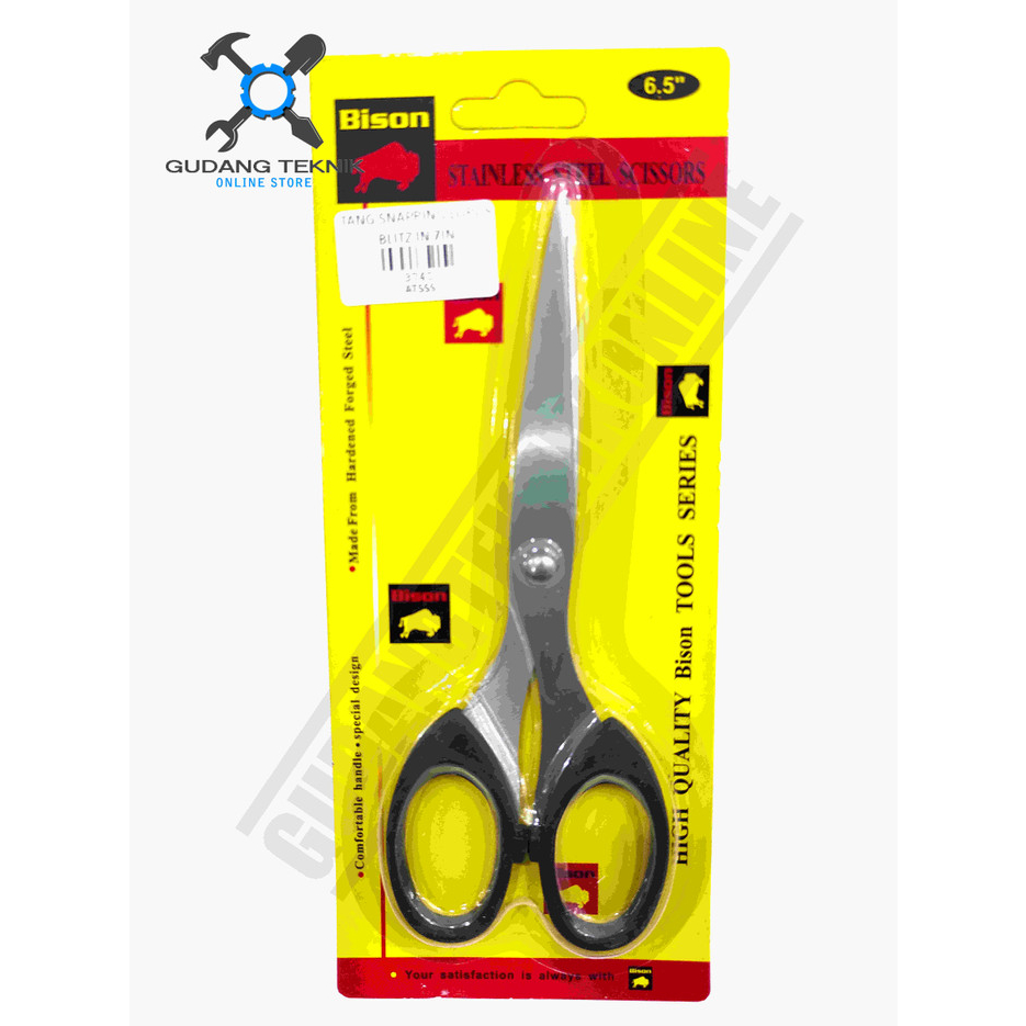 

(Gunting 6.5" BISON) Gunting Kertas 6.5" 461 BISON / Stainless Steel Scissor Gunting Pemotong Kertas Serbaguna 6.5 Inch BISON
