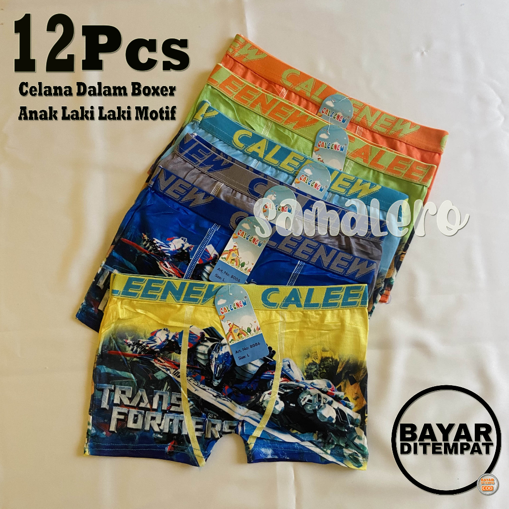 { PROMO HEMAT } 12 Pcs Celana Dalam Boxer Anak Laki Laki - 1 LUSIN Boxer Anak Laki Laki - Pakaian Da