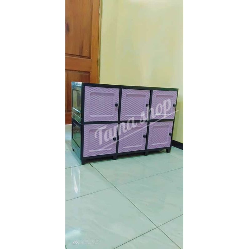 Lemari plastik Tabitha meja tv/Lemari triple cabinet 6 pintu