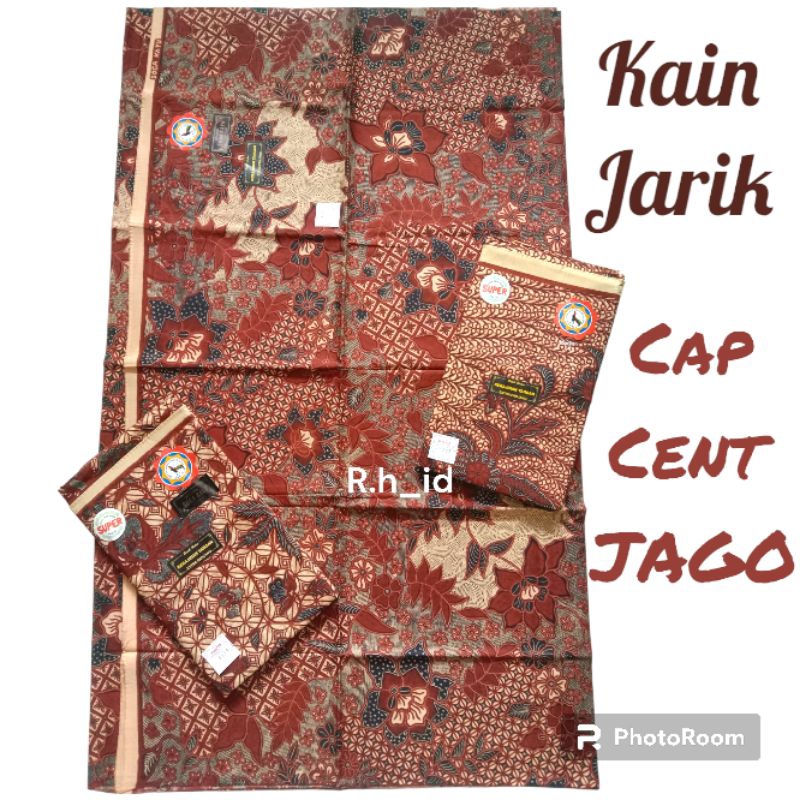 Kain Kebat Jarik Tapih Cukin Samping Panjang Spesial Cap Cent JAGO Soga Kayu Coklat Batik Klasik Pak