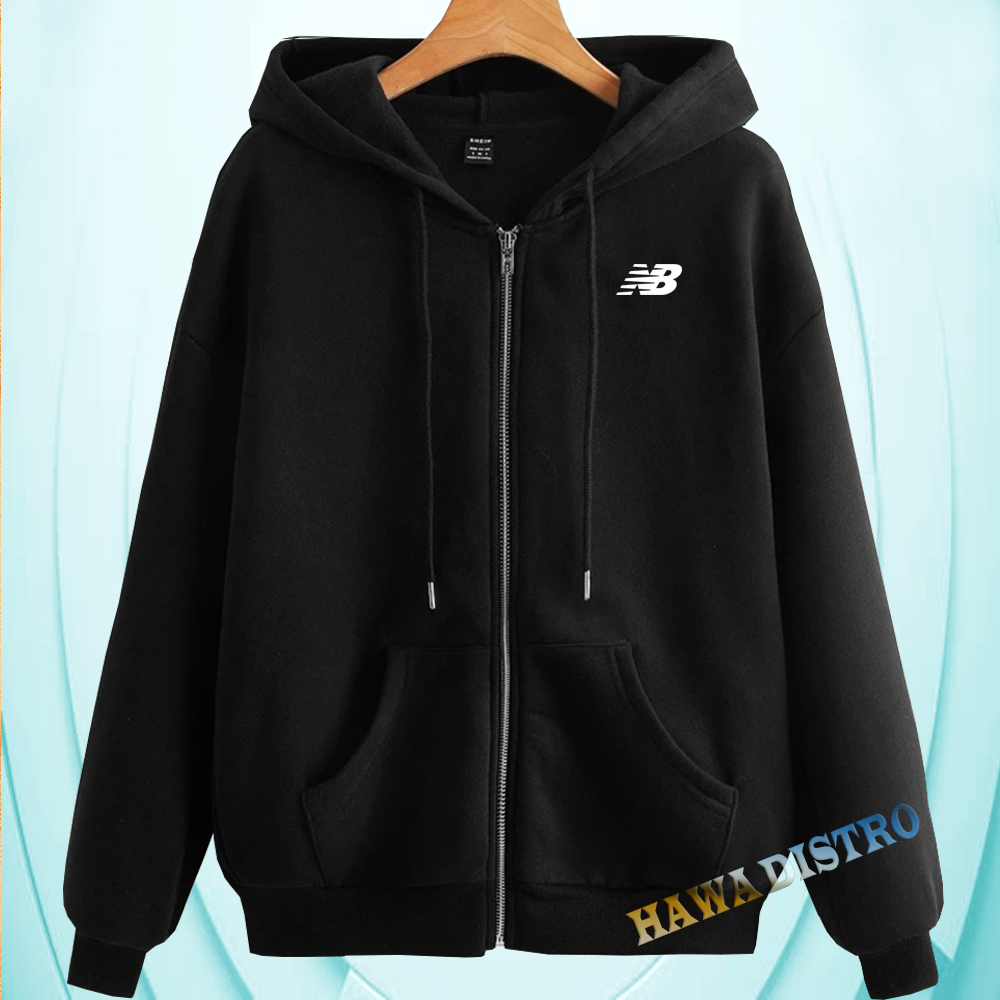 Bisa COD –Jak4t Resleting NB  P utih / Sweater Hoodie pria Kupluk&wanita Premium/J4ket Musim Dingin/