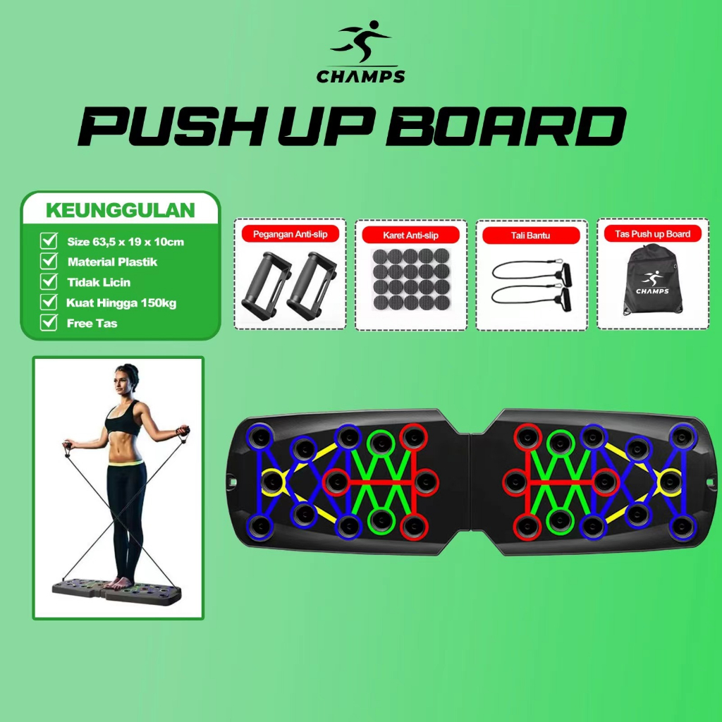 CHAMPS alat bantu untuk Push Up Board Push Up Stand Bar Alat Bantu Push Up Bar Olahraga Fitness Pegangan Push Up