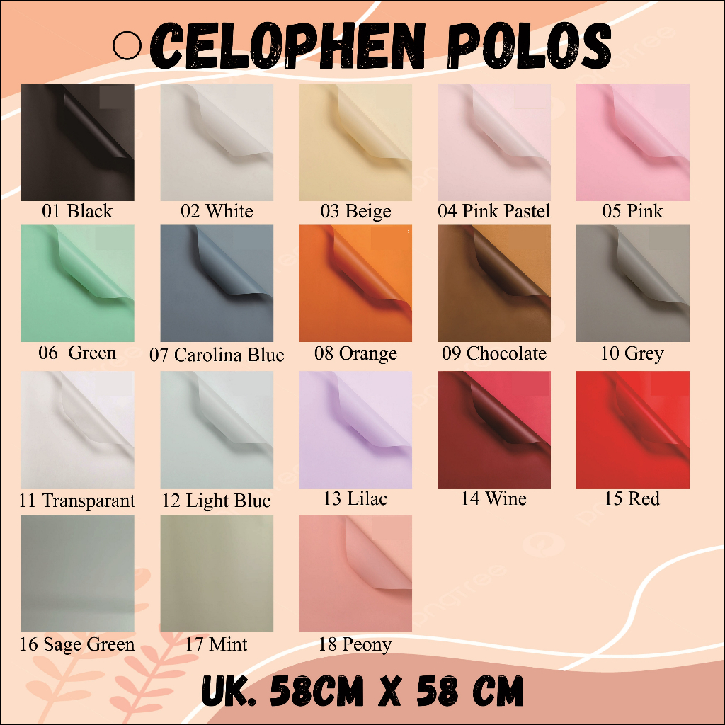 

[TERMURAH] (1 Lembar) Kertas Buket Cellophane Warna Polos Flower Wrapping/Celophane Polos / Kertas Buket Warna Polos