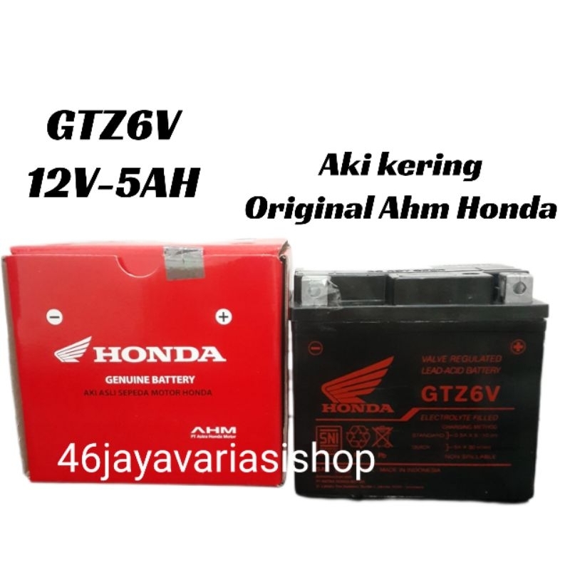 AKI ACCU MOTOR ORIGINAL HONDA GTZ6V 12V-5AH VARIO125 VARIO150 VARIO160 PCX150 PCX160 NMAX NEW AEROX 