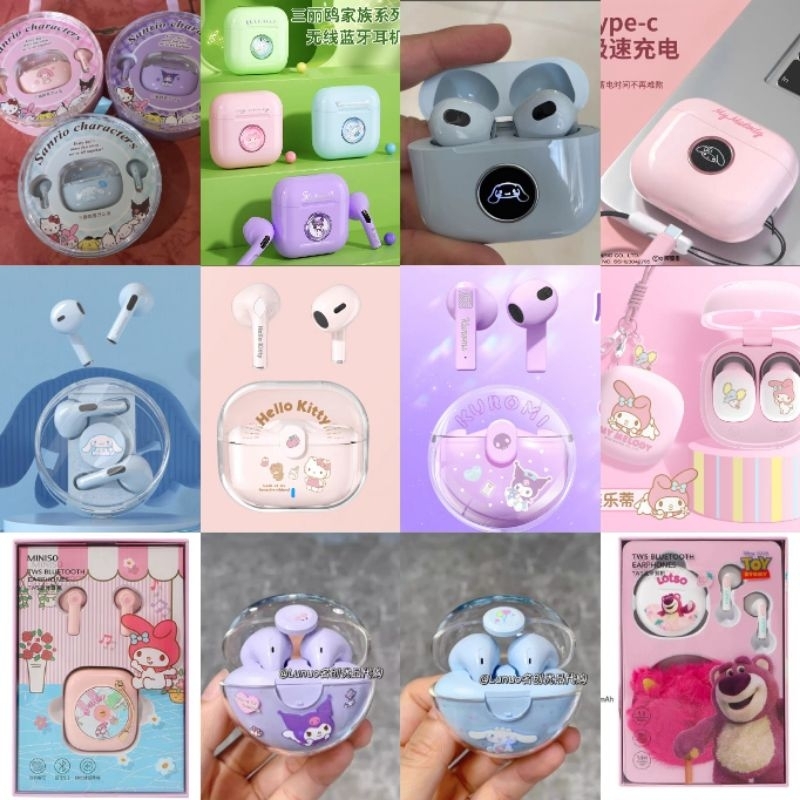 Moreandshopp - TWS Bluetooth Wireless Earphone ORI Sanrio Miniso Karakter Melody Kuromi Cinnamoroll