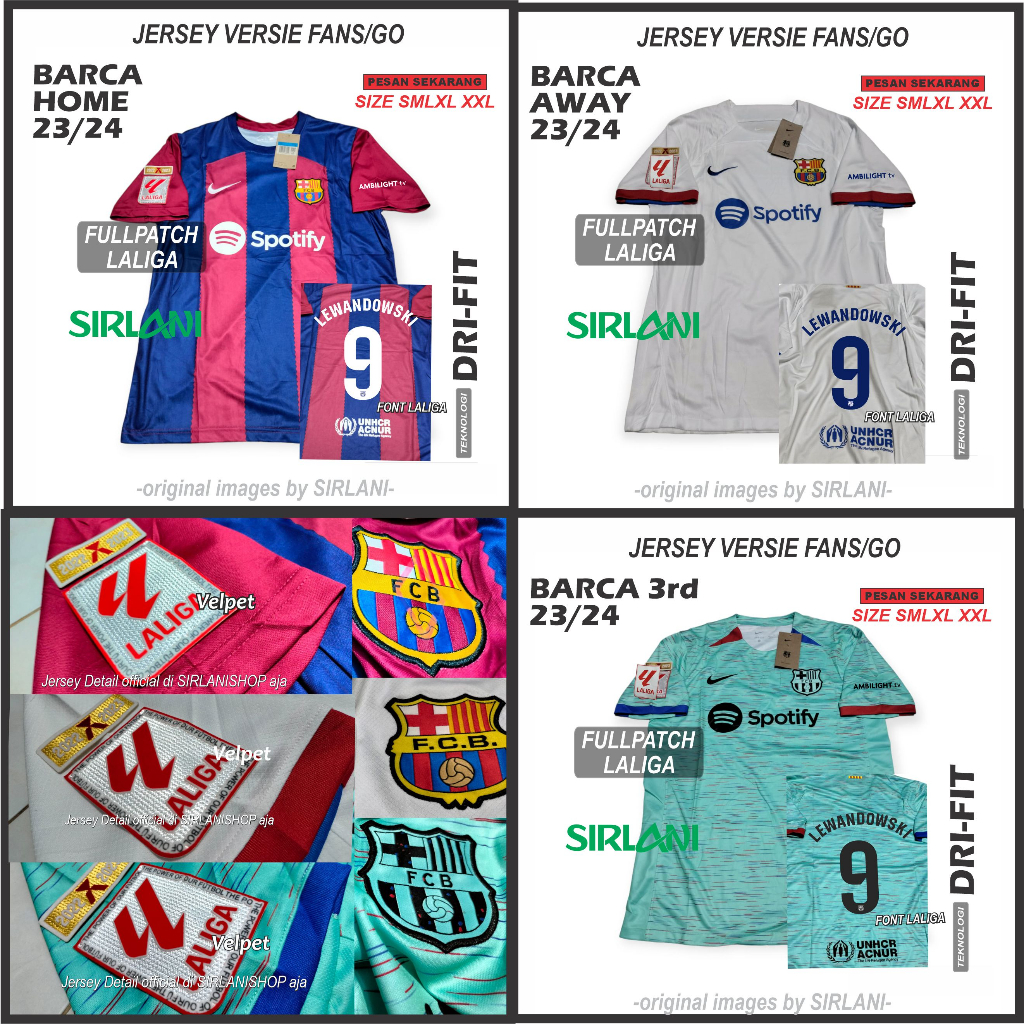 JERSEY BARCA HOME AWAY 3rd NEW MUSIM 23 24 JERSEY BARCELONA HOME AWAY 3rd 2023 2024 AMBILIGH TV