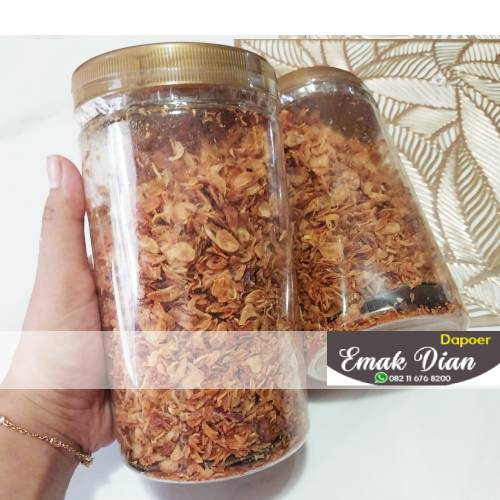 

BAWANG GORENG MURNI 250 Gr ASLI GRADE PREMIUM A++ ORIGINAL TANPA TEPUNG RENYAH GURIH KEMASAN TOPLES