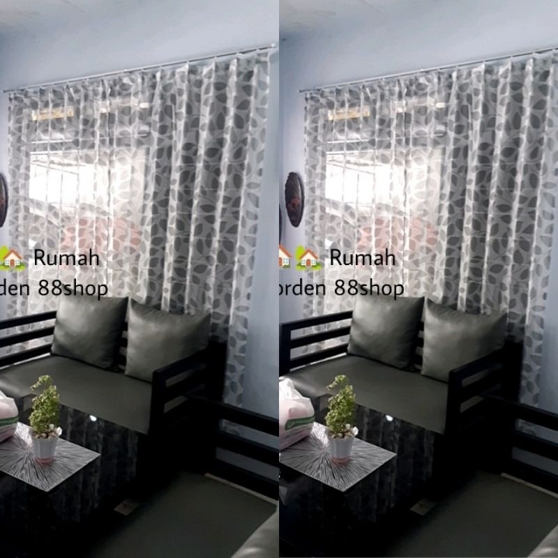 Gorden vitrase import motif daun abu model kawats