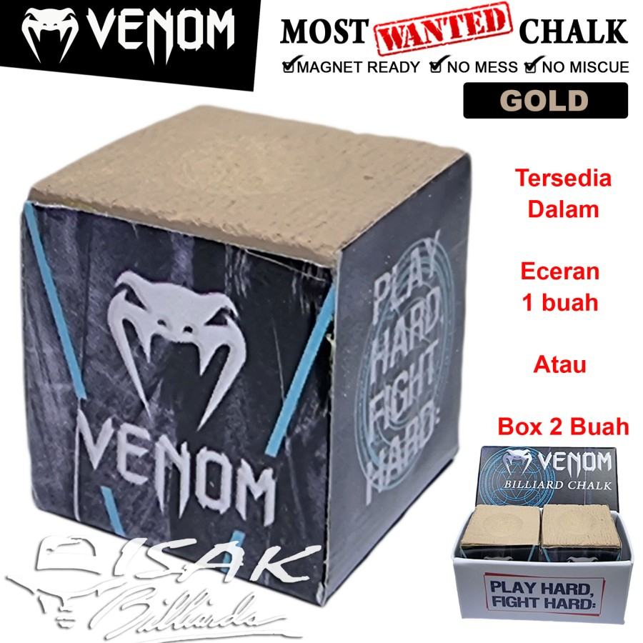 Venom Chalk Gold - Magnet Billiard Chalks Kapur Cuk Eceran Box - Eceran 1 Buah