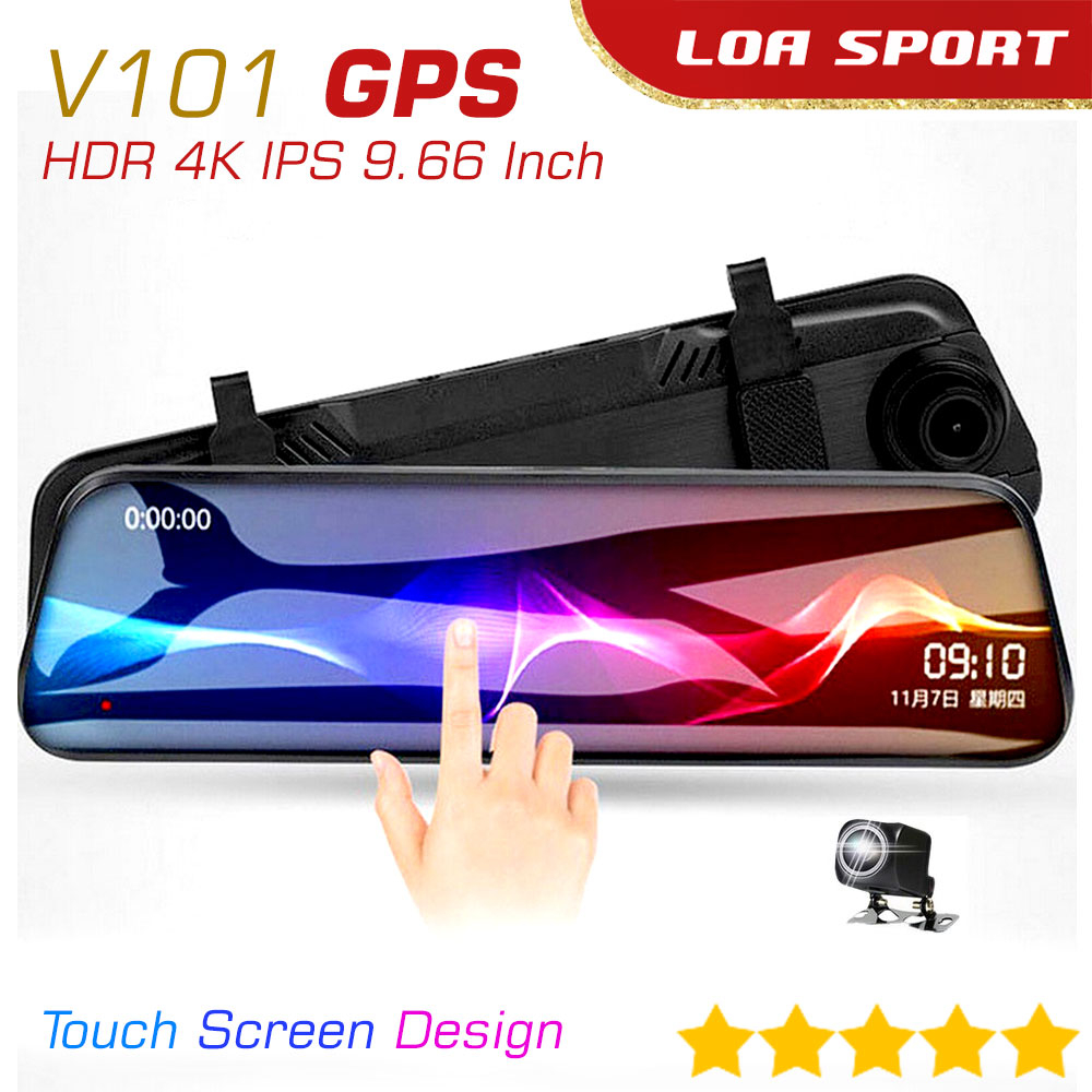 Spion Kamera Mundur Mobil Dashcam Depan Belakang GPS 4K IPS 9.66 Inch