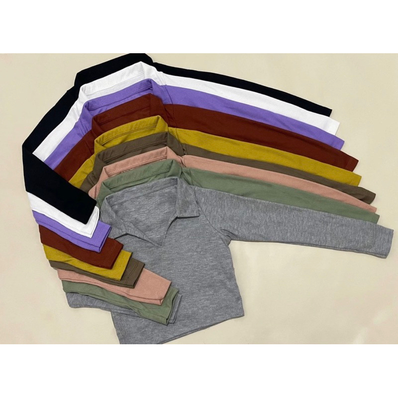 CROP TOP KERAH LENGAN PANJANG WANITA