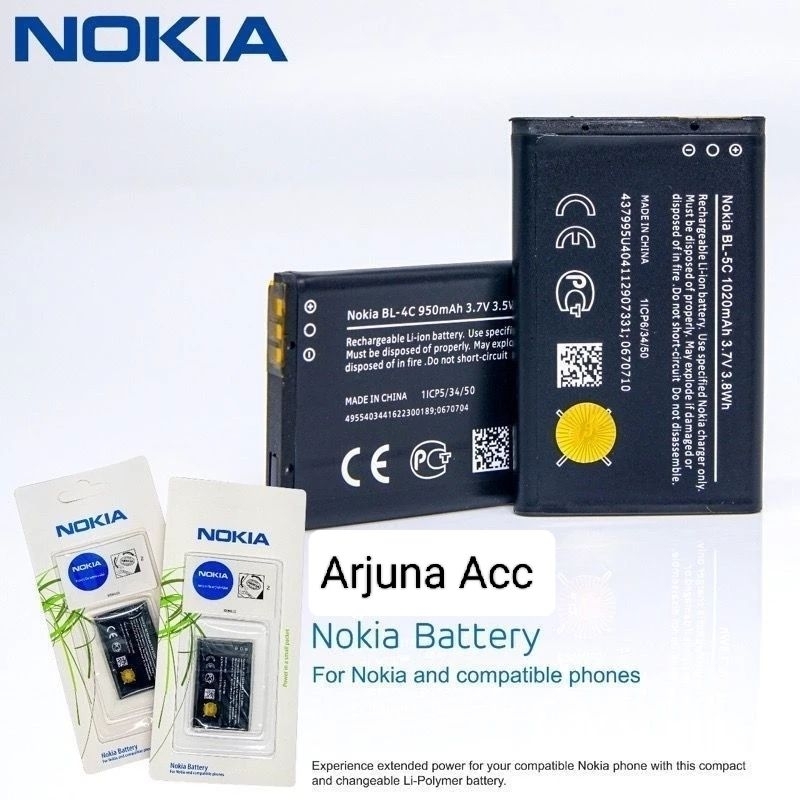 Baterai/ Batterai Batre Nokia (BL 4C/ BL 5C/ BL 5CB/ BL 4CB) Original 100% Nokia