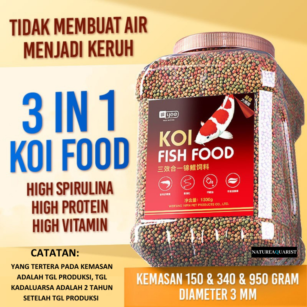 Pakan Ikan Koi Premium Pellet Koi 3Mm Spirulina Growth Import Quality