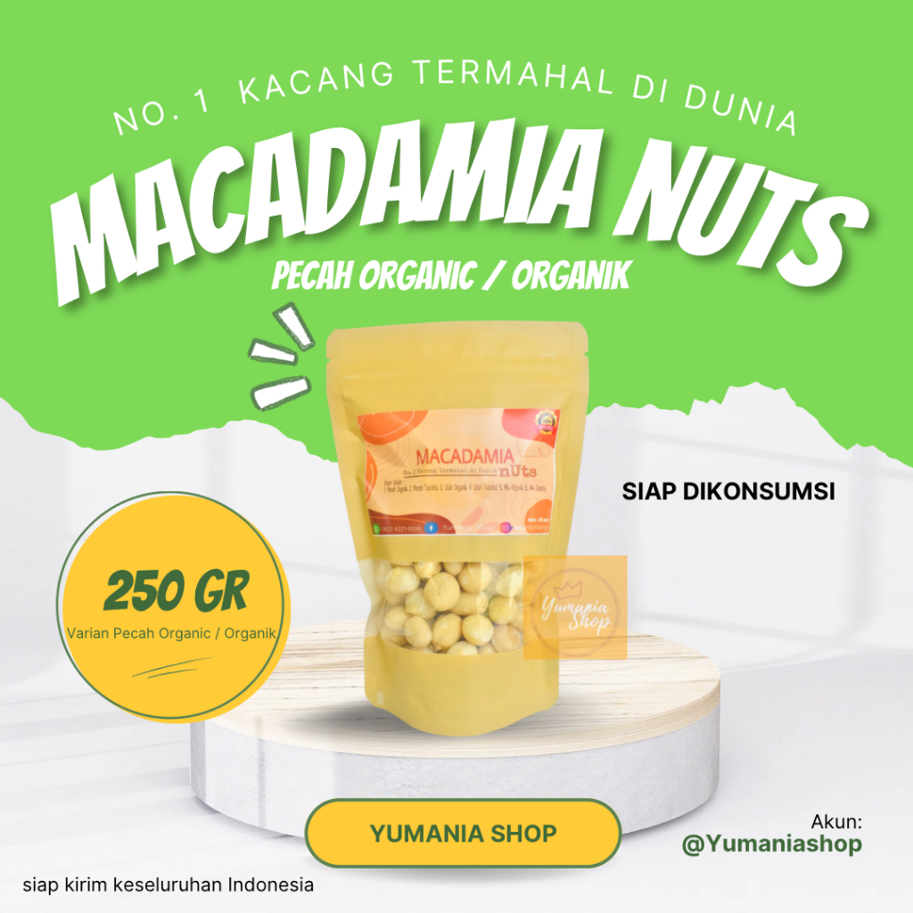 

Kacang Macadamia Pecah Organik 250gr / Macadamia Nuts / Kacang Australia / Makadamia