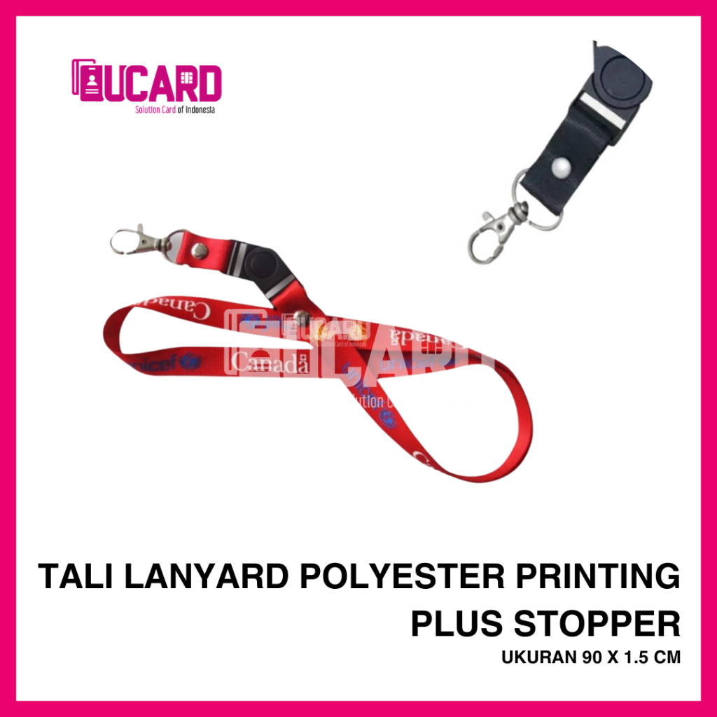 

CETAK TALI ID CARD LANYARD CUSTOM POLYESTER PRINTING 1.5CM PLUS STOPER