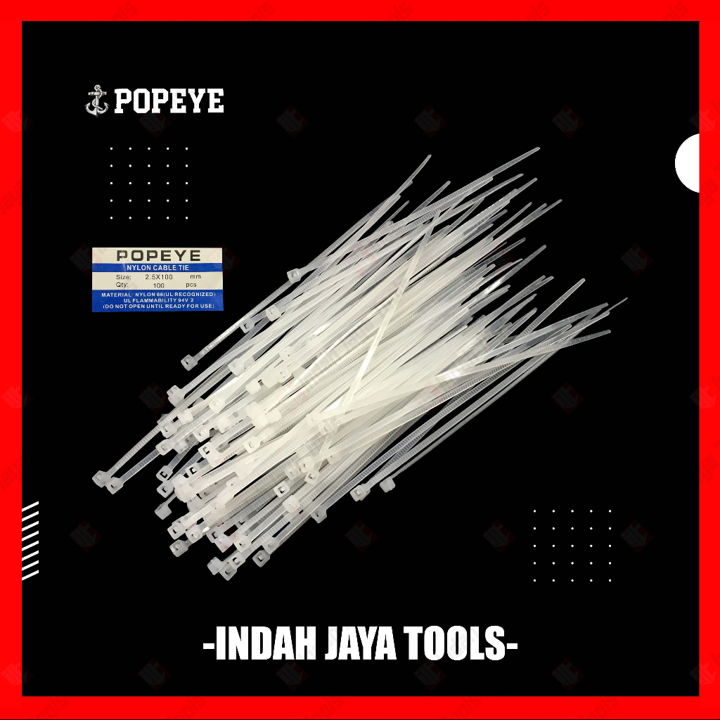 

POPEYE Cable Ties 10 cm PUTIH Kabel Tie Pengikat Strap 100 mm