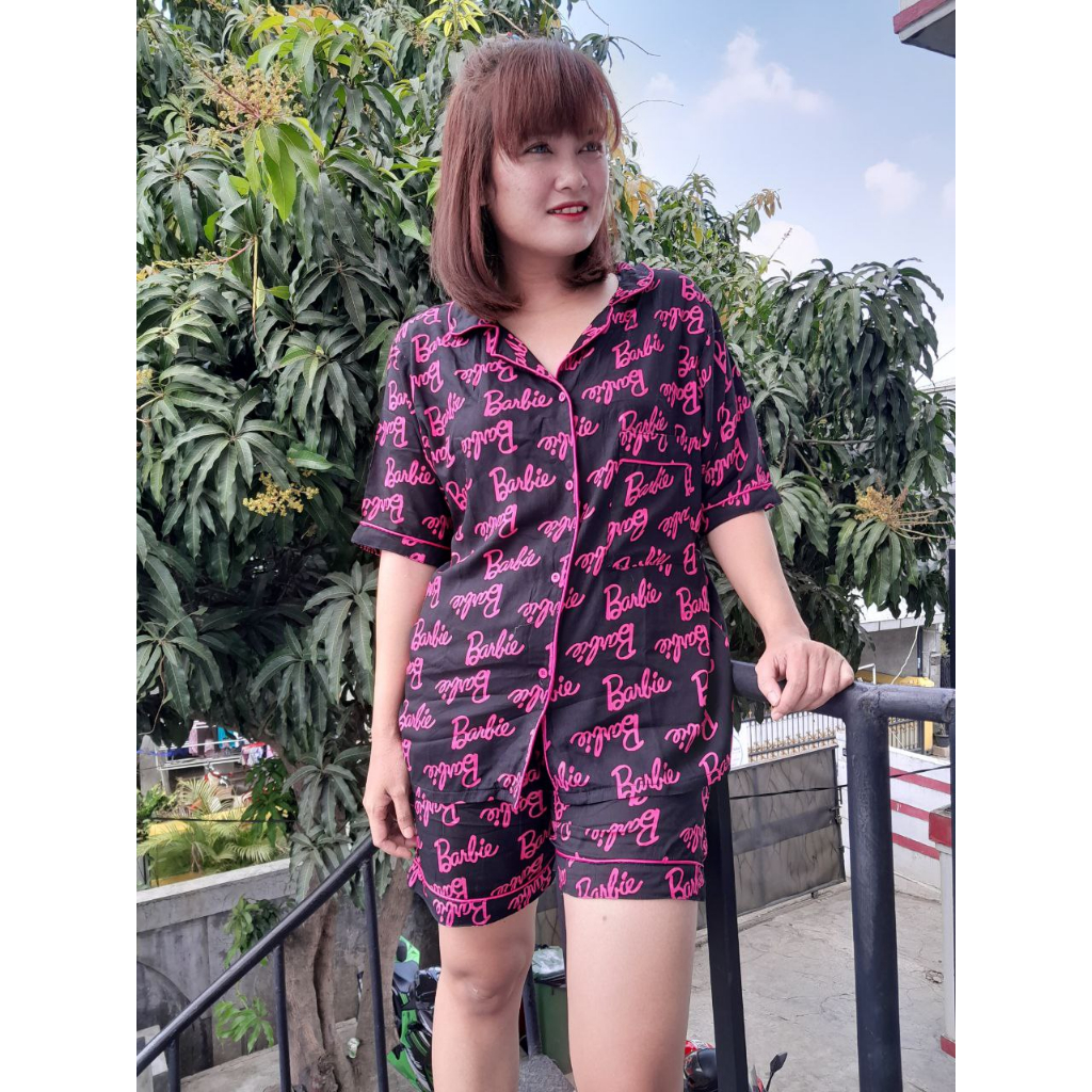 ( BUY ONE GET ONE FREE )Oneset Wanita /  Pajamas Barbie / Pajamas Wanita / Pajamas Lengan Pendek / P