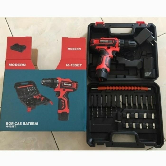 MODERN M 13 Bor Cordless Drill Baterai Tangan Charger Cas Set Portable