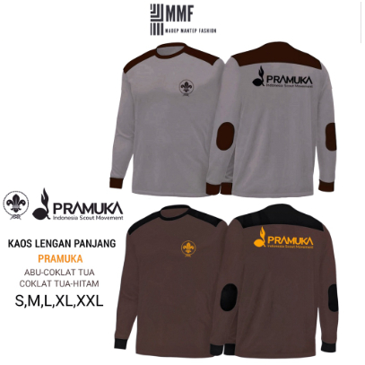Kaos PRAMUKA Lengan Panjang Kaos Kegiatan Pramuka Coklat Terbaru. NEW