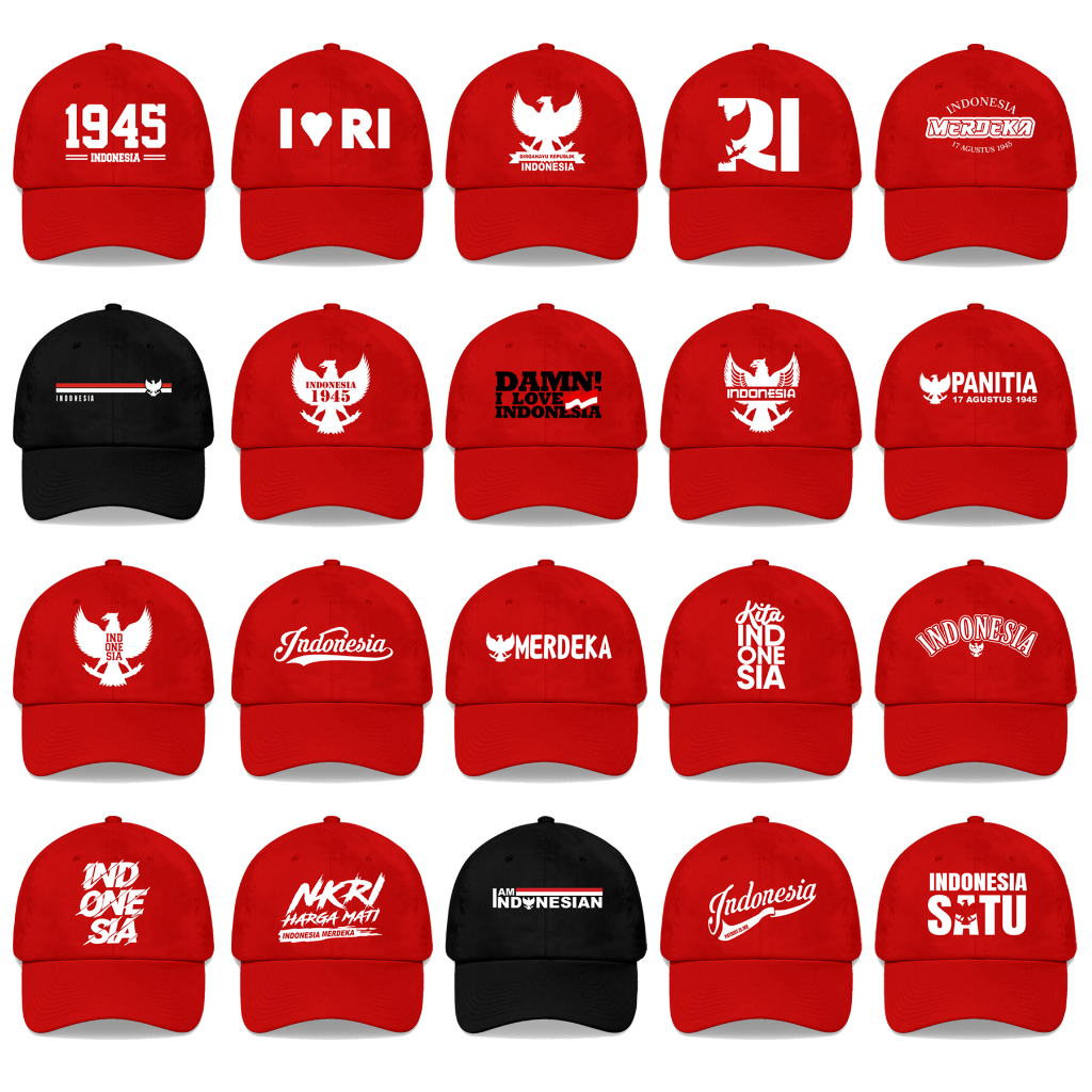 Topi Baseball Anak Agustusan / Topi Anak Hari Kemerdekaan Republik Indonesia I Love RI DAMN Kita Ind