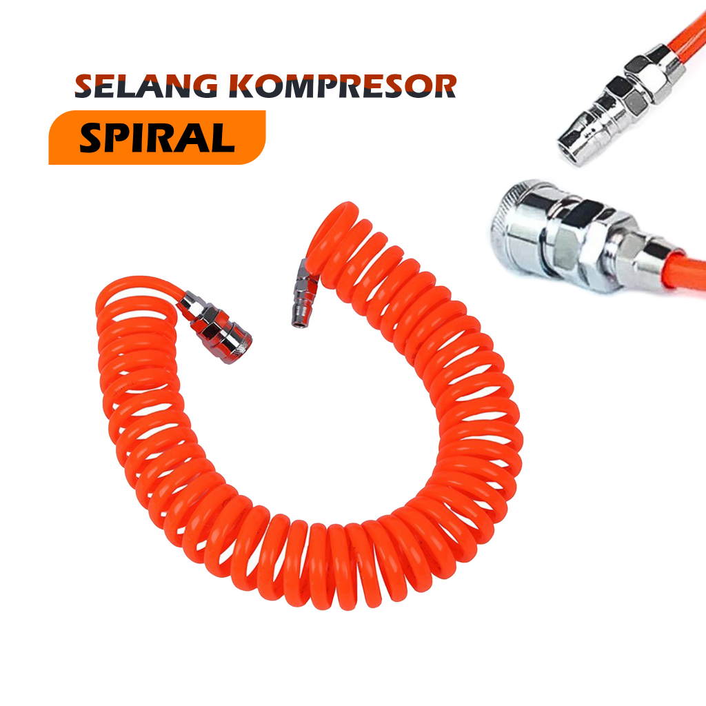 Selang Kompresor Spiral Recoil 8x5mm Selang Pu Recoil Hose Selang Compressor Sepiral - Selang Kompre