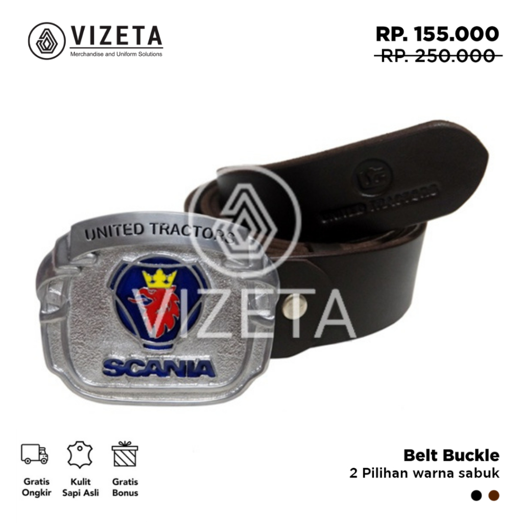 Sabuk Tambang Scania  Aksesories Ikat Pinggang Pria Kulit Asli Gesper Casual by Vizeta