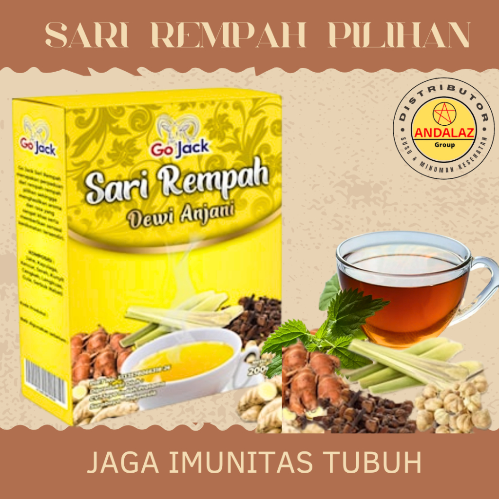 

Minuman Herbal - Minuman Rempah Rempah - Sari Rempah Dewi Anjani GO JACK 200g Jamu Sari Rempah Pilihan Untuk Menjaga Imunitas Tubuh - Mengurangi Peradangan - Anti Oksidan dan Menjaga Kesehatan Liver Cocok Untuk Suguhan Tamu dan Keluarga