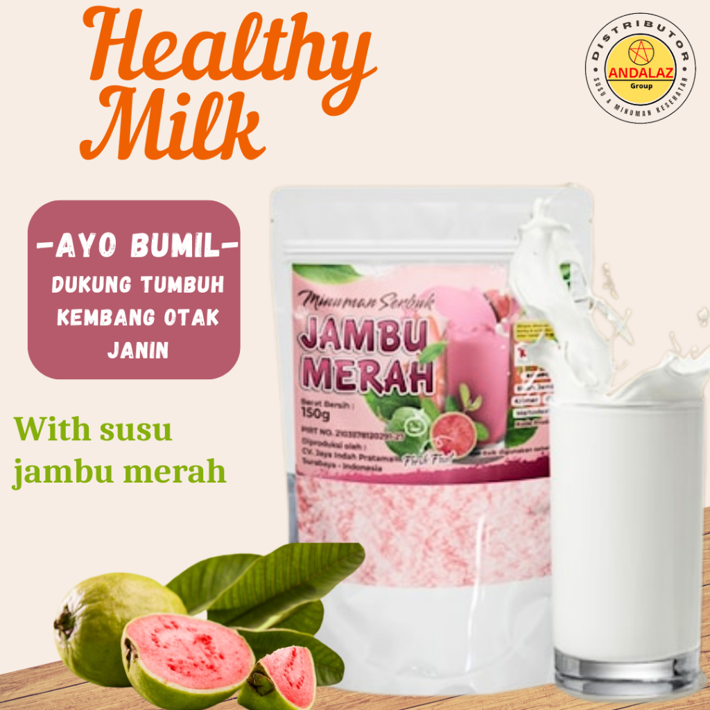 

(BELI 1 GRATIS 1) Susu Jambu - Sari Jambu Merah 150g Menutrisi Ibu Hamil dan Baik Untuk Mendukung Perkembangan Otak Janin - Melawan Radikal Bebas - Memperkuat Daya Tahan Tubuh - Menjaga Kesehatan Mata - Mencegah Demam Berdarah & Mengatasi Penuaan Dini