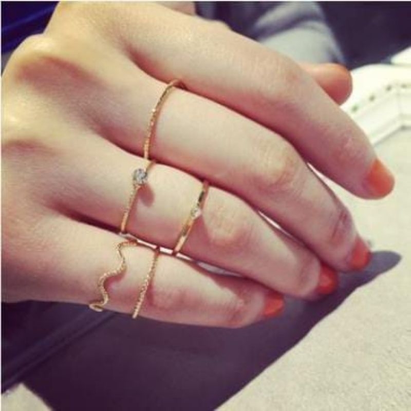 (Isi 5) Cincin Gelombang Fsshion Wanita Model Korea