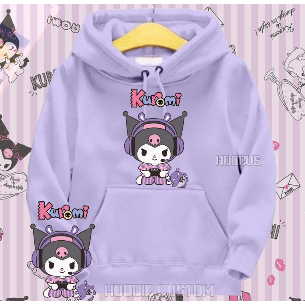 Jaket Hoodie Anak Perempuan Boneka Melody Kuromi / Sweater Hoodie Anak perempuan Kuromi 40