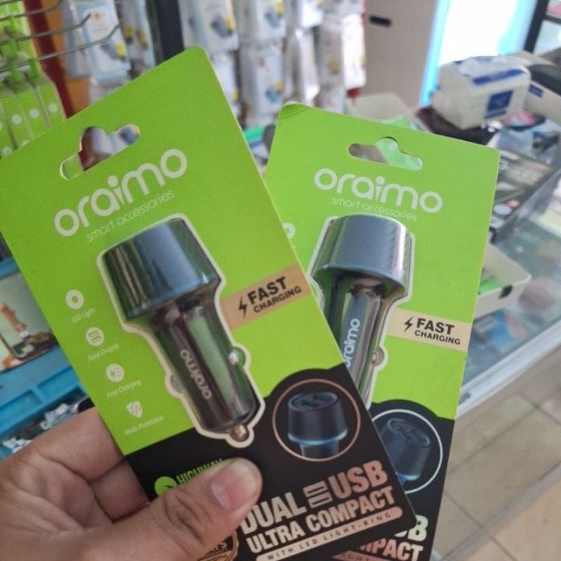 charger mobil car double usb oraimo original