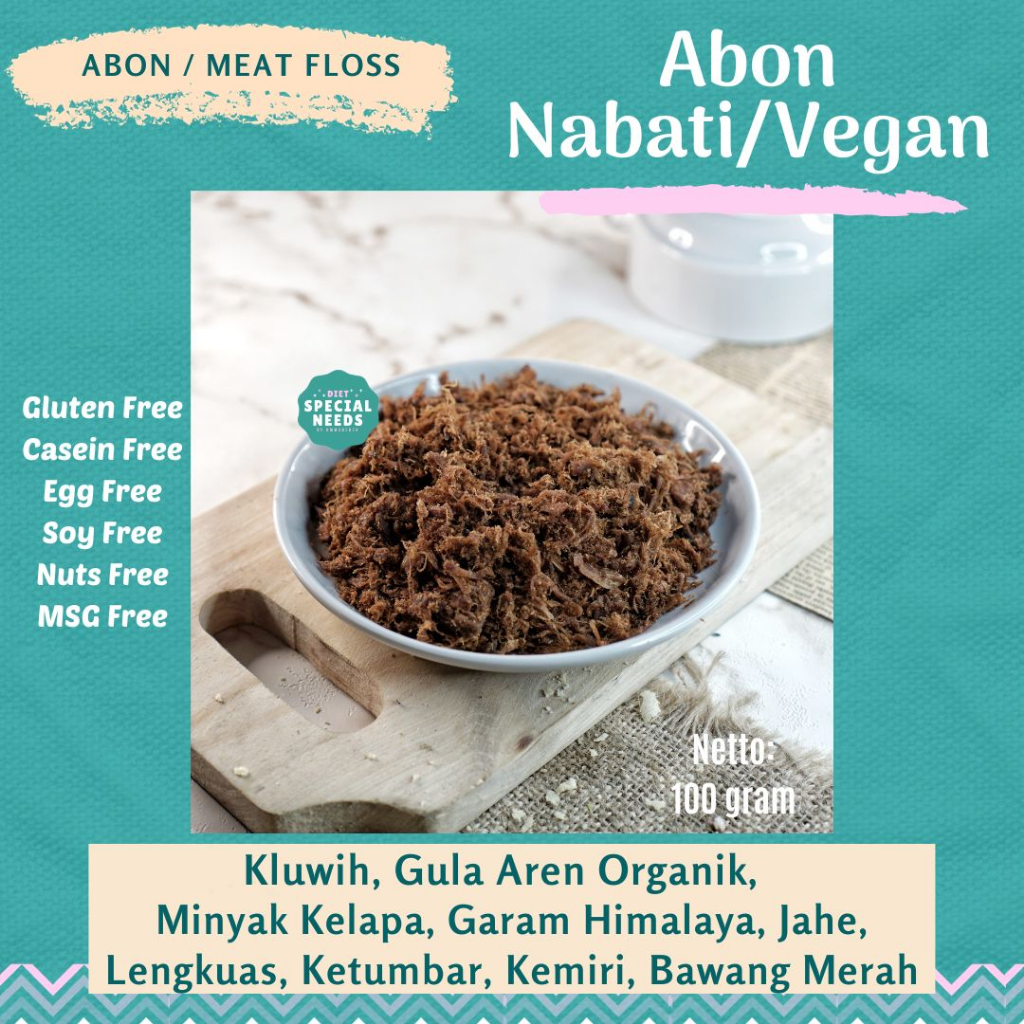 

Abon Nabati - Sehat Vegan dgn Gula Aren Organik - Diet Special Needs