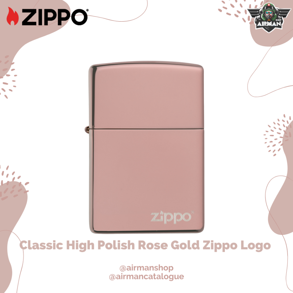 Zippo Lighter - Classic High Polish Rose Gold Zippo Logo