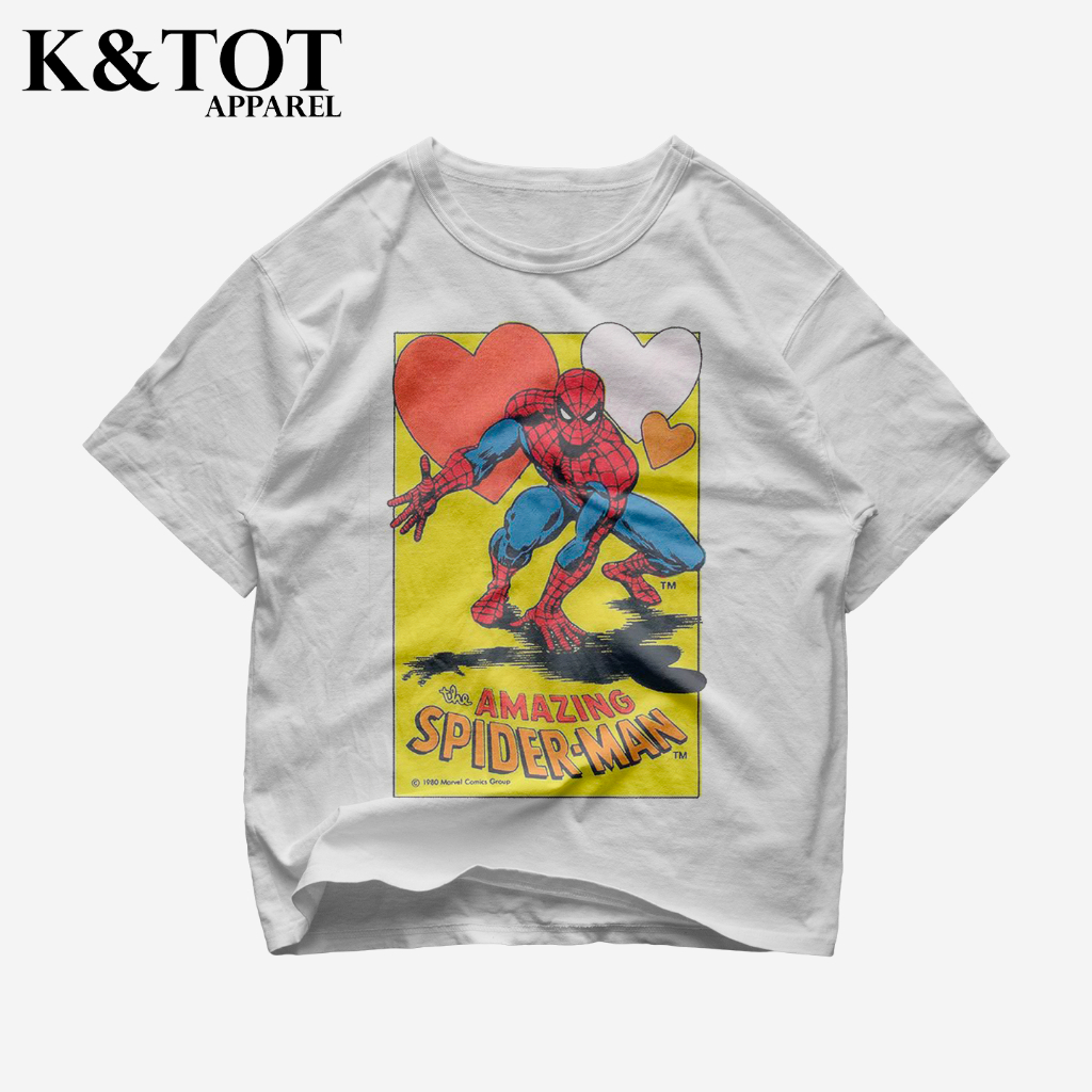KNTOT - KAOS BAJU AMAZING SPIDERMAN VALENTINE MARVEL AVENGERS | TSHIRT OVERSIZE VINTAGE PUTIH BOOTLE