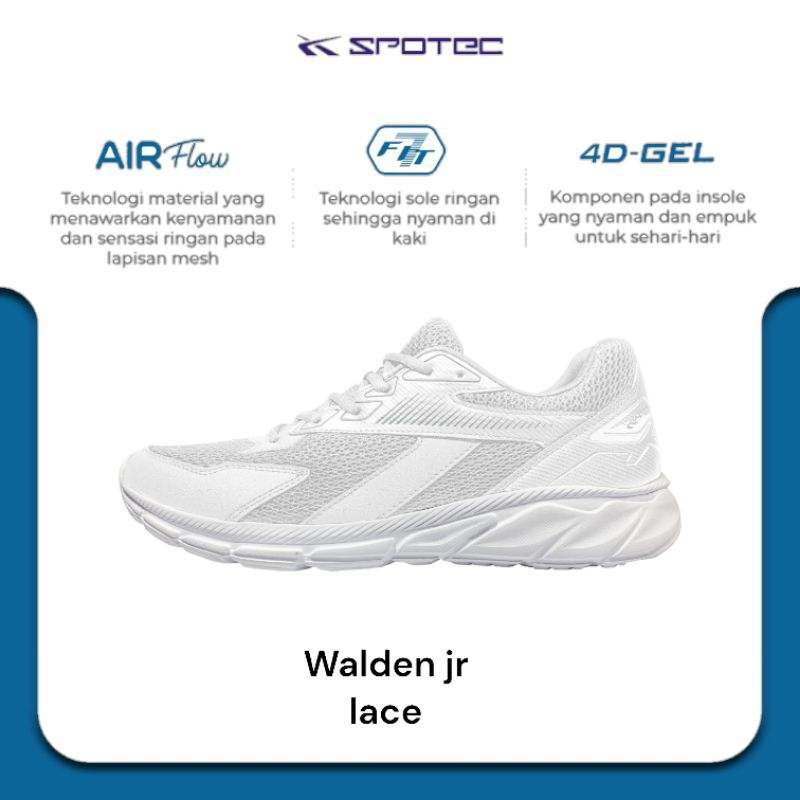 SPOTEC Sepatu STUDENT Artikel WALDEN LACE JR-putih/putih | Original Spotec