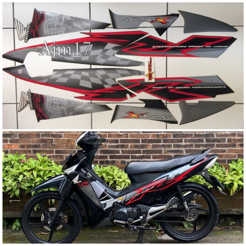 STIKER STRIPING MOTOR SUPRA X 125 R 2008 HITAM