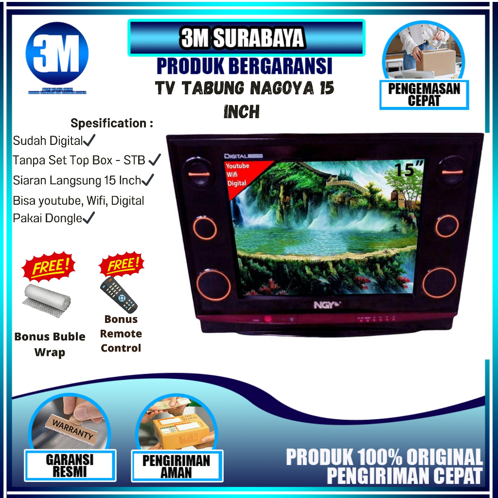 TV DIGITAL YOUTUBE DAN WIFI CRT 15 INCH SIARAN DIGITAL SF-1588 NAGOYA GARANSI RESMI | TV DIGITAL TAN