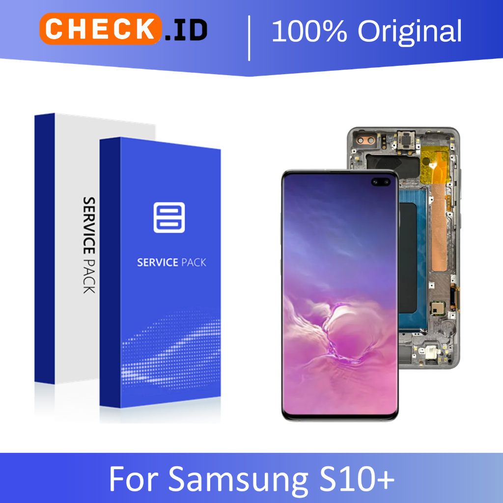 [ CHECK.ID ] AMOLED LCD + FRAME SAMSUNG S10+ S10 PLUS SM-G975F ORIGINAL