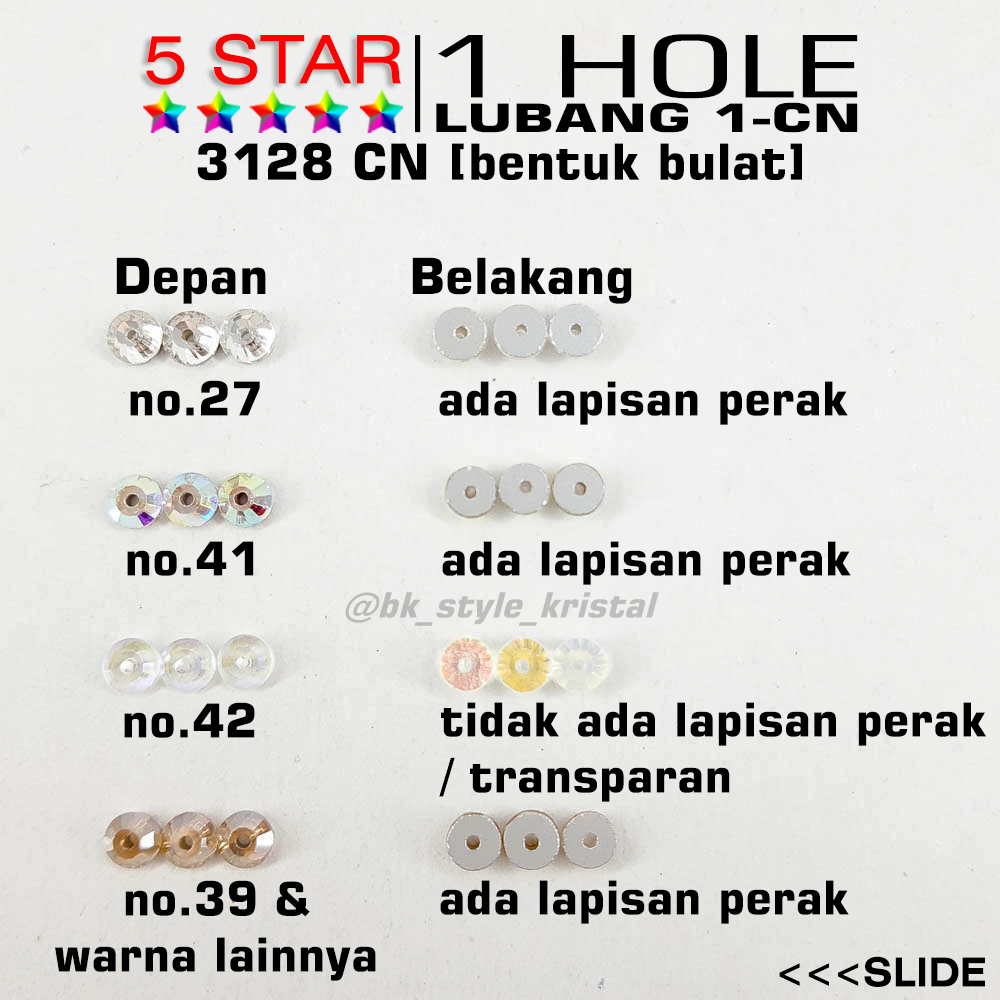 5 STAR 1HOLE Lubang 1 - 3128CN (Bentuk Bulat) - 6mm - per 10gross