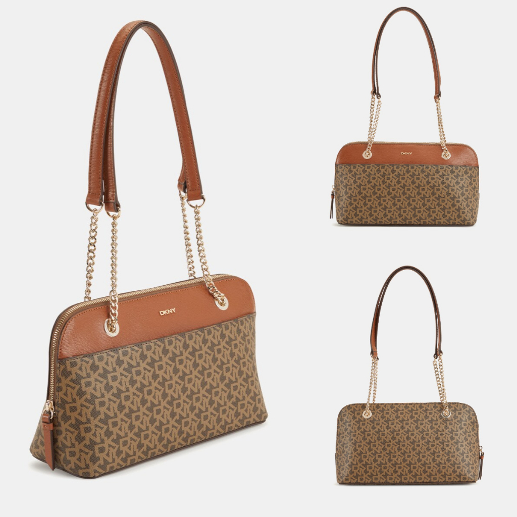 Tas Selempang DKNY Brown Logo Print Shoulder Bag