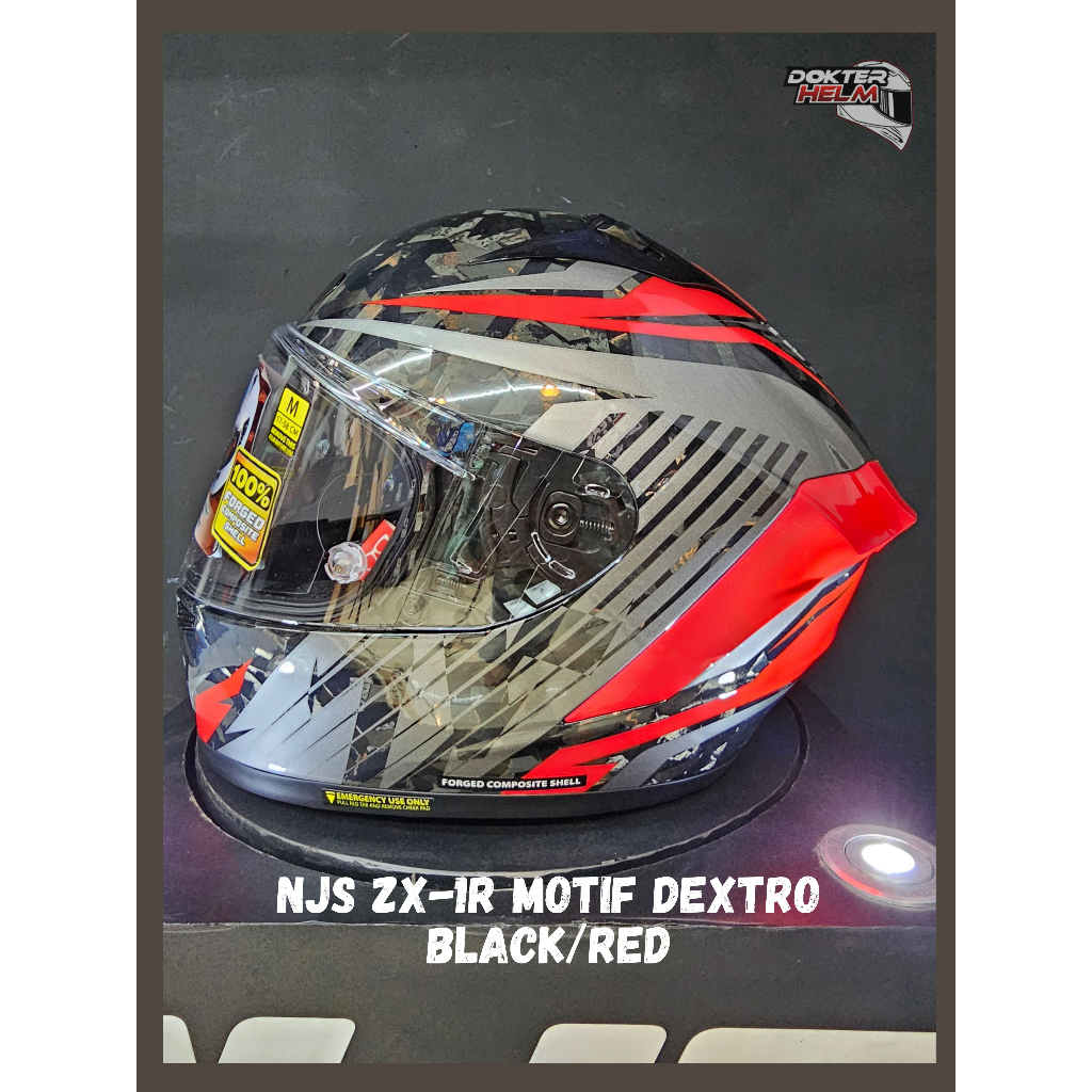HELM NJS ZX1-R ZX1R CARBON FORGED DEXTRO FULL FACE HELMET FREE VISOR DARK SMOKE DAN PINLOCK 70 NJS O