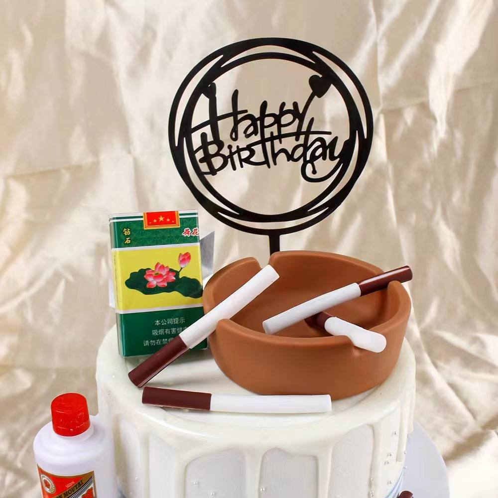 MINIATUR ASBAK DEKORASI CAKE ULANG TAHUN SUAMI, AYAH/TOPPER HIASAN KUE ULANG TAHUN TEMA LAKI-LAKI