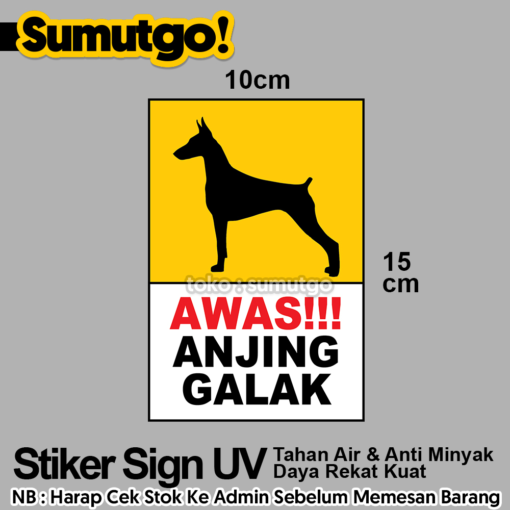 

Stiker Awas Anjing Galak Beware of Dog uk 10 x 15 cm / Sticker UV Tanda Label Sign Rambu K3 Safety Keselamatan Kerja Tahan Air Tahan Minyak