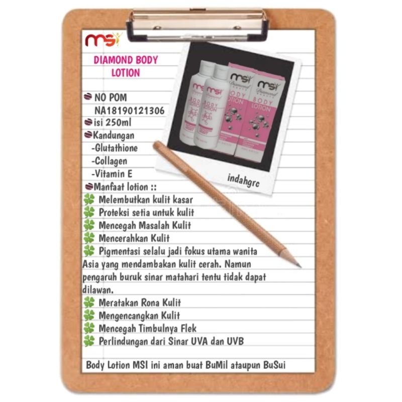 Body Lotion Diamond beauty MSI Ori