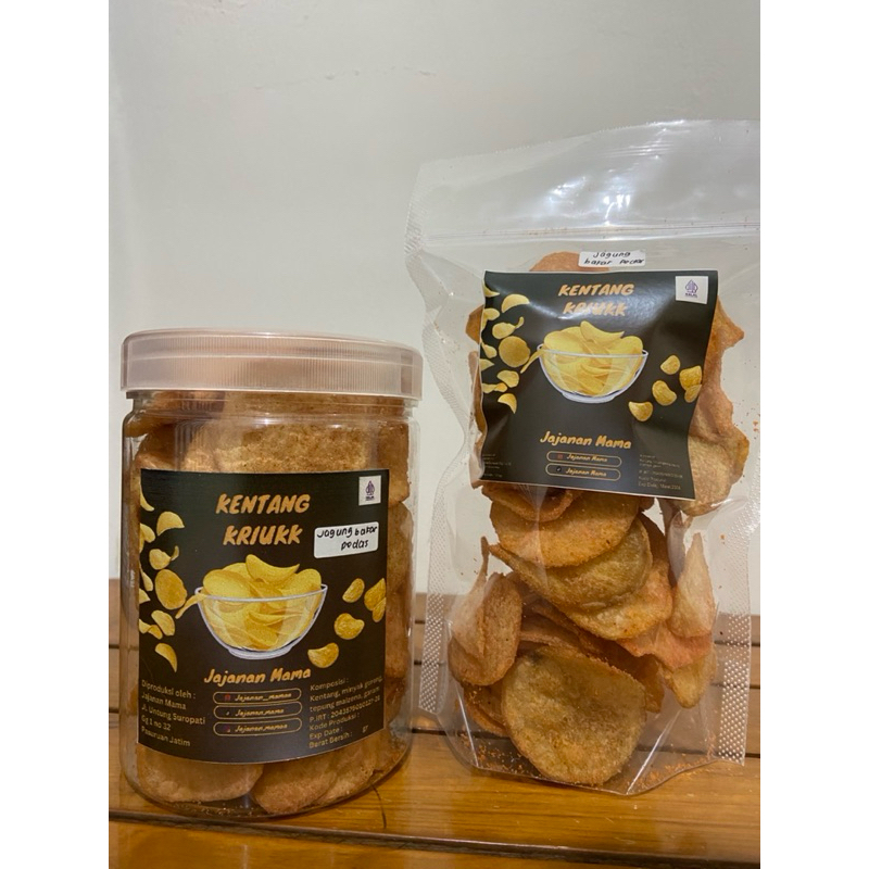 

keripik kentang kriuk jagung bakar pedas toples 100gr