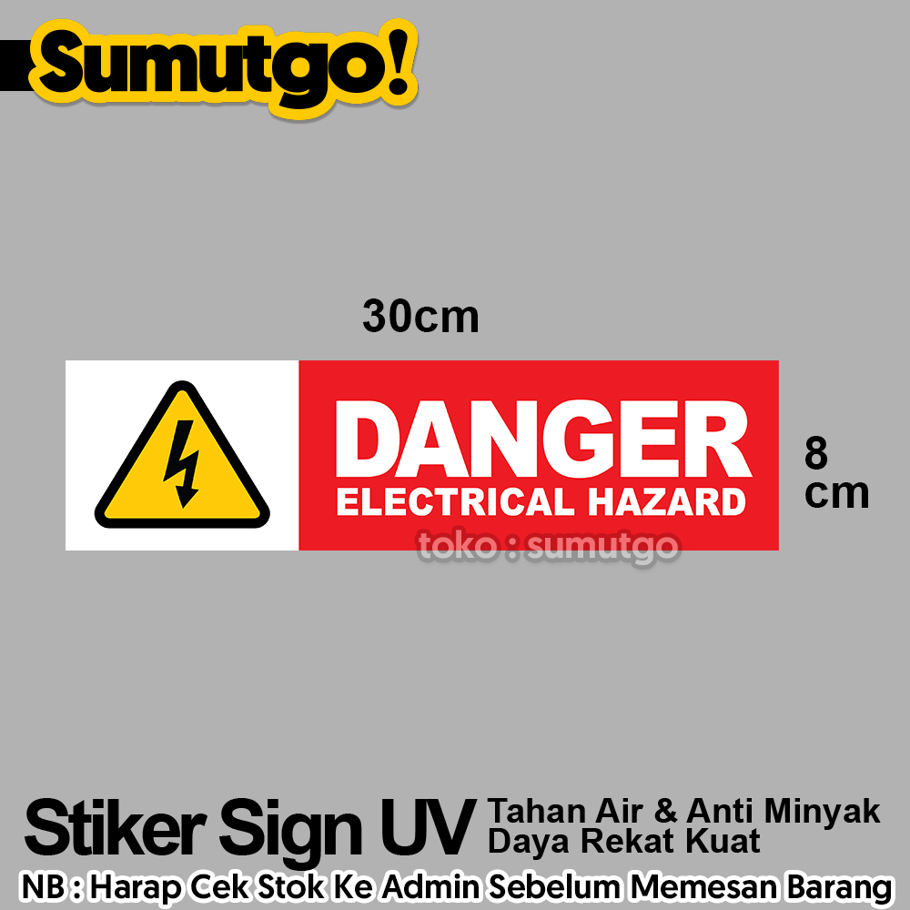 

Stiker Danger Electrical Hazard Warning Awas Tegangan Tinggi uk 30 x 8 cm / Sticker UV Tanda Label Sign Rambu K3 Safety Keselamatan Kerja Tahan Air Tahan Minyak