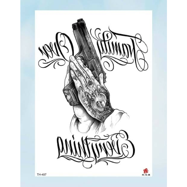 { BISA COD } TATO TEMPORER GUN PRAYER / Temporary Tatoo palsu sticker