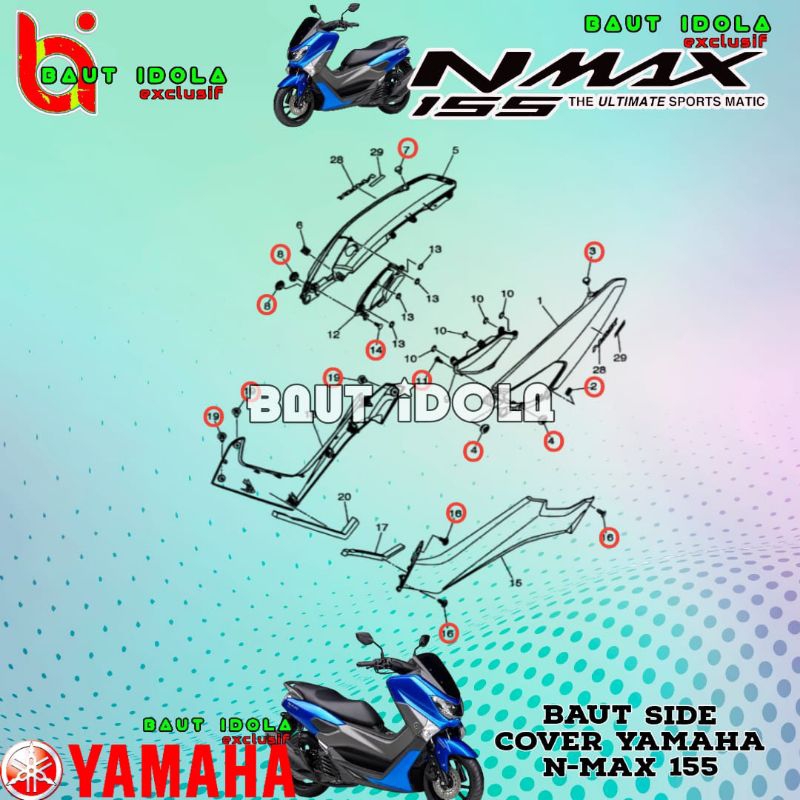 Baut Body Belakang Yamaha Nmax Original
